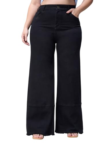 Image of Miss Chase A+ Women's Wide-Leg High Rise Regular Length Stretchable Denim Jeans