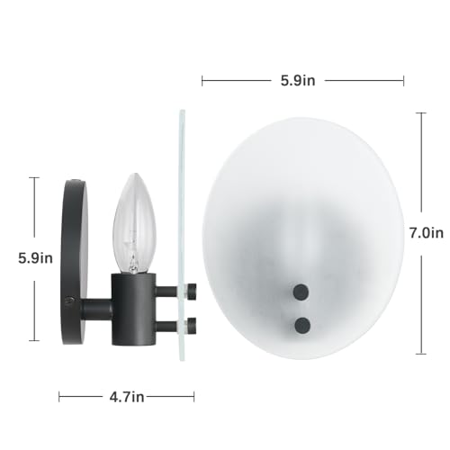 Image of Modern Soft Black Wall Sconces, Room Decor Wall Light Fixture with Oval Style Frosted Glass Shade, Bedroom Decor Wall Mount Light, Wall Lamp for Bedroom,Living Room, Bedside, Bathroom