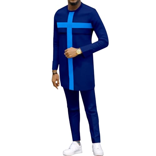 Tracksuit Men African Clothing Long Sleeve Shirts and Trousers 2 Piece Set Dashiki Attire Plus Size