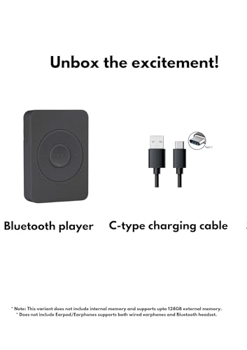 Image of Xzor Bluetooth MP3 Player - Portable Music Player with Built-in Speaker, Auto Pairing, Supports Wired & Bluetooth Earbuds /Headsets- Expandable Upto 128GB (Matte Black)