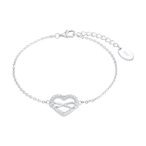 s.Oliver SO PURE Armband für Damen mit Herz Anhänger und Infinity Symbol,...