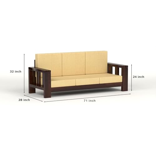 Image of Solid Sheesham Wood 5 Seater Sofa Set for Living Room | 5 Seater Sofa Set | Stylist & Comfact Sofa Set for Home Decor | (Walnut Finish, 5)