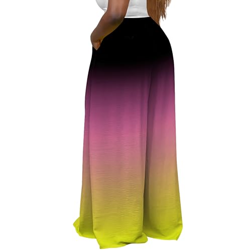 Womens Tie Dye Long Pants Casual High Waist Wide Leg Palazzo Pants Stretchy Trousers with Pocket3