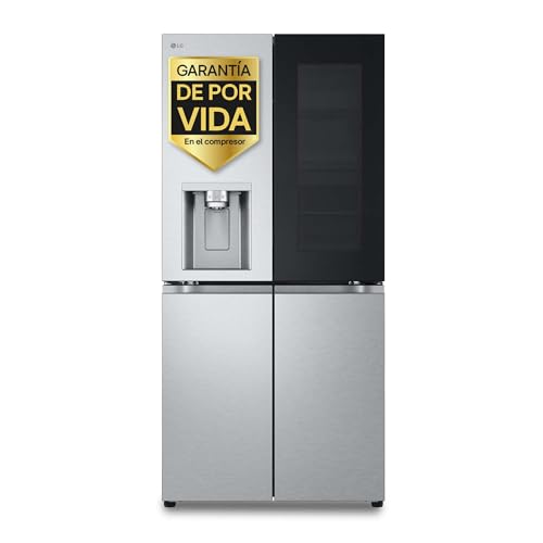 LG GMG861MBAE - Frigorífico American Combi InstaView, Clasificación E, 508 L, Door Cooling, Linear Cooling, UVNano, 1,80 m, Acero texturizado antihuellas