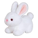 Talent Star 15/20/30cm Rabbit Toy Lovely 3D Eyes Lying Position Bunny Plushie Ornament Fully Filled Rabbit Plush Keychain Pendant White S