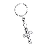 SG Stainless Steel Cross Pendant Cremation Urn Keychain Memorial Keepsake Ashes Jewelry (Cross)