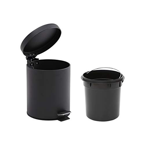 Addison Home 1.3 Gallon / 5 Liter, Steel Step Trash Can with Removable Inner Bucket, Black by Addison Home - Used condition - US$22.45