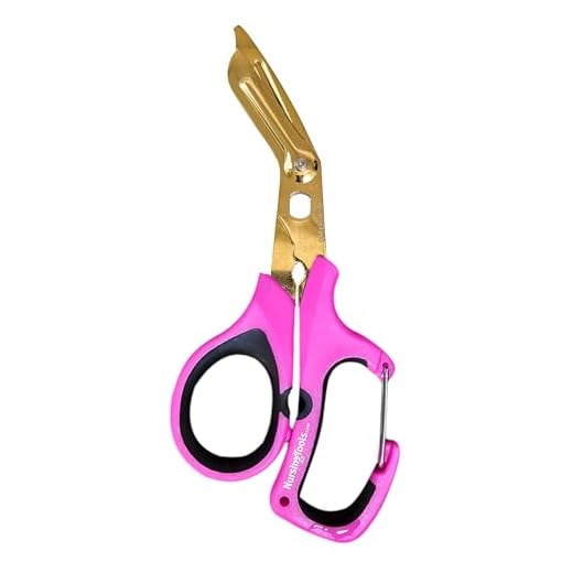 Nurse Scissors with Hemostat - Bandage Scissors and Trauma Shears - Five Tools in One with Light - Fast, Efficient Medical Scissors - Excellent for ICU, Surgery, Telemetry, Night Owl Scissors (Pink)