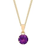 Old English Jewellers 9ct Yellow Gold 1.00ct Natural Amethyst Solitaire Pendant Necklace + 18 inch Chain - Solid 9ct Gold