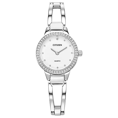 Citizen Quartz Watch, Stainless Steel, Classic, Silver-Tone Bangle, White Dial, Watches