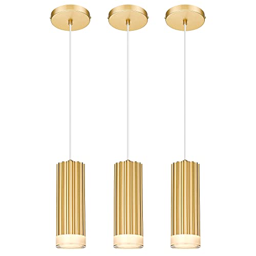 Ken & Ricky Led Pendant Light Fixtures, Gold Pendant Light, Modern Kitchen Island Lighting For Entryway Dinning Room Bathroom Bedroom - 3 Pack #TOP8