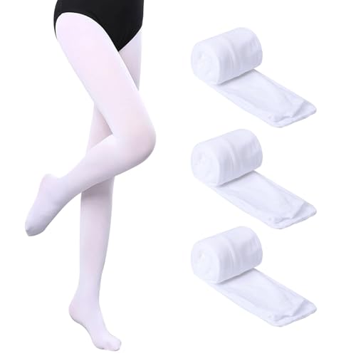 Mayoii Strumpfhose Mädchen 60D Blickdichte Ballettstrumpfhose für Kinder Elastische Feinstrumpfhose Mädchen Bequeme Mädchen Strumpfhose (DE/NL/SE/PL, Numerisch, 150, 170, Regular, Weiß)