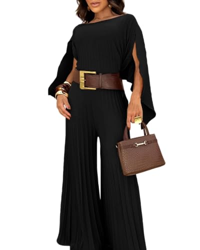 CHICME 2025 Women's 2 Piece Pleated Outfit Set Stylish Asymmetrical