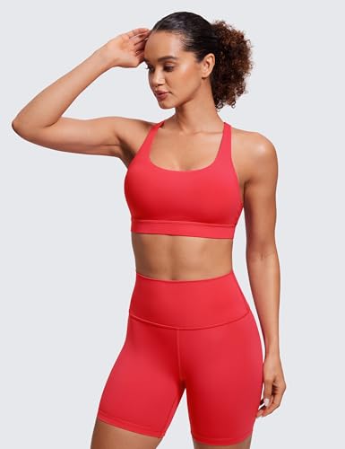 Image of CRZ YOGA Naked Feeling Strappy Sports Bras | Medium Support, Removable Pads, Yoga, Sleek, Scoop Neck, for Women