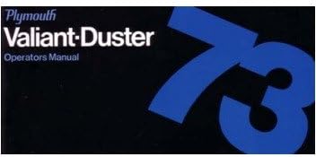 1973 Guía del usuario del manual de los propietarios de la válvula de la boca de PLYMOUTH