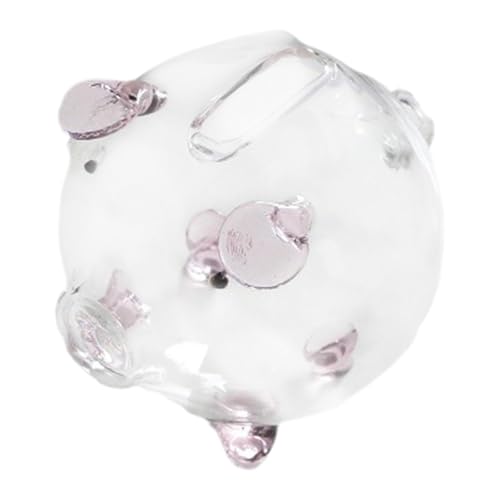 FQRDKT Salvadanaio in vetro trasparente, scatola portaoggetti per risparmiare denaro, ideale per il soggiorno, un compleanno o Natale, rosa, 9 x 8 cm