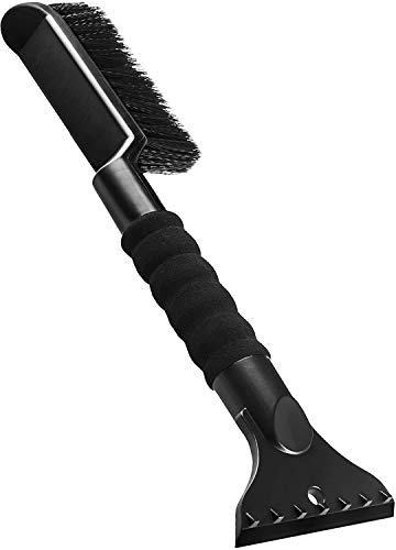 OxGord 2-in-1 Ice Scraper & Snow Brush - No Scratch w/Soft Bristle Best for Frost Remover & Broom Removal Tool - Auto Windshield Window Cleaning Kit - Heavy Duty Winter Car Accessories w/Grip Handle