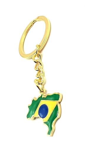 SNS Components Porte-clés drapeau du Brésil Amérique du Sud Amérique du Sud Or Or Métal émaillé, multicolore, taille unique
