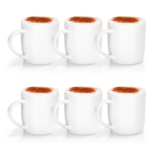 com-four® 6x Kaffeebecher aus Porzellan - Kaffee-Tasse im modernem Design - Basic Kaffeepott White für Kalt- und Heißgetränke - 330 ml