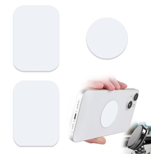 ZYAOTWQZ Phone Magnets for Back of Phone, Universal Metal Plates, 2 Rectangular and 2 Round with Adhesive, car Phone Magnets (white)