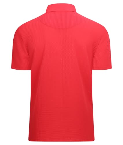 Alex Vando Mens Bubble Jacquard Polo Shirt Super Stretch Short Sleeve Polo Shirts for Men