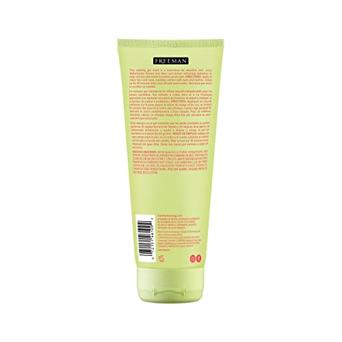 Freeman Soothing Watermelon & Aloe Gel Facial Mask, Hydrates, Nourishes, & Soothes Irritated Skin, Cooling, Calming Gel Face Mask, For Sensitive & Break-Out Prone Skin, 6 fl.oz. Tube, 1 Count