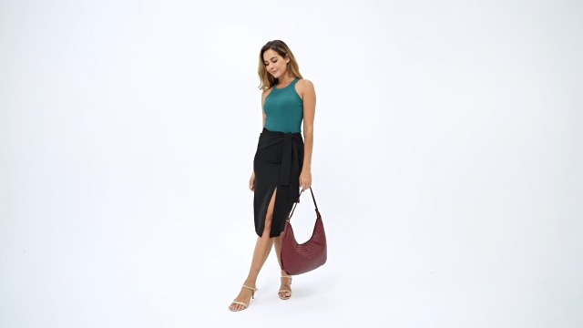 Bolso de hombro tejido de cuero vegano para mujer miniatura 7