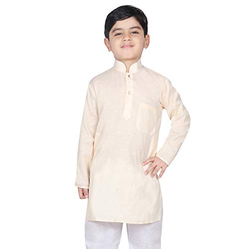 Image of SG YUVRAJ Kids Solid Cotton Kurta For Boys