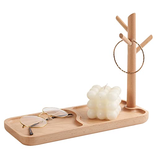 Sinorhema Jewelry Tree Stand Organizer Valet Tray,Key Bowl For Entryway Table,Key Holder Bowl With 3 Stand Hanging Organizer Decorative Trays For Rings, Phone, Bracelets Watches #TOP4