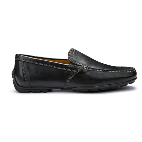 Geox Mocassim masculino Monet liso sem cadarço, Couro preto, 13
