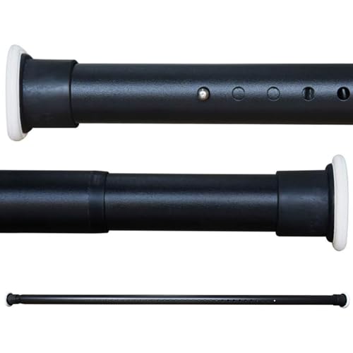 Extendable Shower Curtain Rod No Drilling Telescopic Curtain Poles Wardrobe Clothes Rail Carbon Steel 260-310CM Black Adjustable Spring Tension Rod For Bathroom Window Kitchen Closet