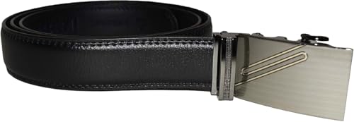 New Men#039S Black Leather Dress Belt W/Auto Lock Sliding Buckle Strap Size L