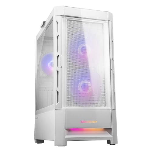 Image of Cougar Gaming Duoface Mid Tower Case Series, Supporting 390mm Graphics Card, Incredible RGB Lighting, Two Distinct Front Panels, Mesh and Tempered Glass (Duoface RGB - White)
