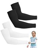JEXOWIQ arm sleeve,2 Paar armlinge UV-Schutz Armbänder Kinder 6-10 Jahre, Armsleeve, Atmungsaktive Kompressions-Armlinge mit Kühl-Effekt für Sport Basketball Volleyball Handball Outdoor