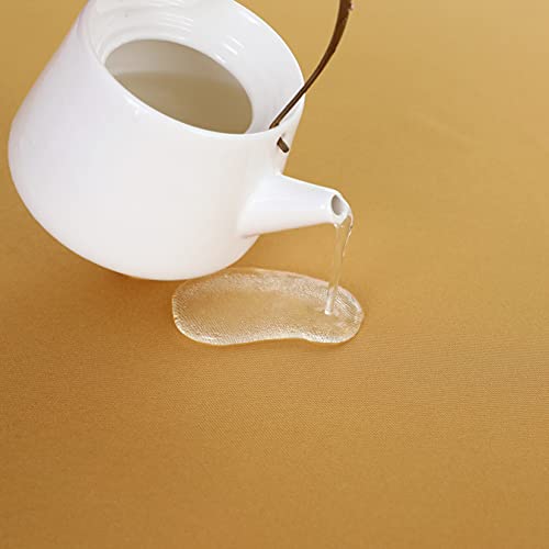 Folins&Home Gold Round Tablecloth 60 Inch Waterproof Heavy Duty Wrinkle Free Polyester Fabric Table Cloth, Spillproof Washable Table Cover For Parties, Camping, Picnic, Banquet, Indoor And Outdoor Use #TOP3