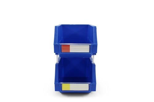 DJC Supply 5.9\" X 9.4\" X 4.9\" BLUE Heavy duty thermoplastic storage bin organizer, Stackable, Hangable, Side-connect, Great for tools, parts crafts and more! (2 PACK)
