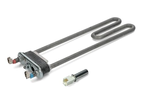 Resistencia para lavadora universal, 1850 W, medidas de inmersión 242 x 95 mm (incluida junta) con sonda NTC 20 K y 2 termofusibles internos de alta calidad. Fabricado en Italia