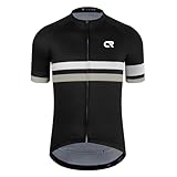 Coconut Ropamo CR Men's Cycling Jersey Short Sleeve Road Bike Cycling Shirt with 3+1 Zipper Pockets Breathable Quick Dry (Black/Grey 1, M)