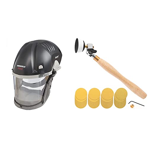 Trend AIR/PRO Airshield and Faceshield Dust Protector & Peachtree Woodworking Supply 2 inch Diameter Bowl Sander with Dual Bearing Head and 2 inch Foam Hook and Loop Sander