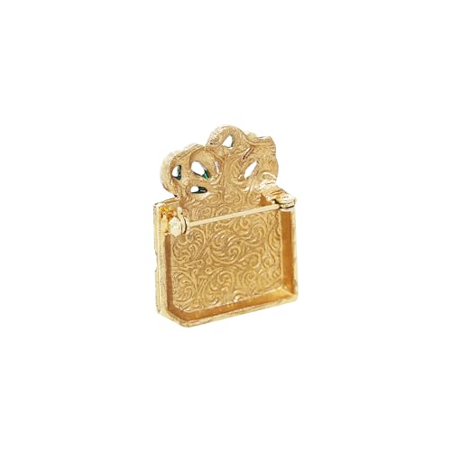 Image of 1928 Jewelry Red Christmas Gift Box Crystal Brooch Pin, Great For Dresses, Scarves, Hats, Lapels, Blazers And Coats