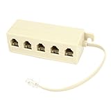 uxcell Telephone Line Splitter, RJ11 1 Male to 5 Female Outlet Ports Sockets Plug Phone Cable Line Adapter Connector, RJ11 Coupler Modular Jack Cable for Telephone, Landline, Fax, Beige
