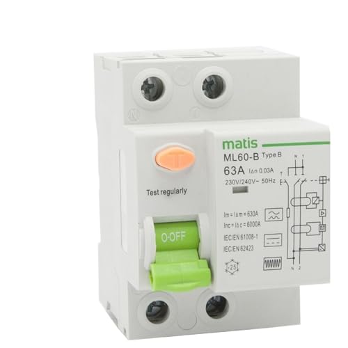 Disjoncteur protection fuite à la terre 2P 30mA 16A Type B pour borne de recharge