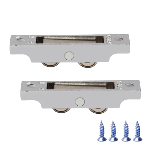 Yinpecly Electroplating Wheel Sliding Door Window Pulley 61 x 13.8 mm / 2.40 x 0.54 inch (L x W) Stainless Steel Shell for Sliding Door Window Cabinet, Silver 2Pcs