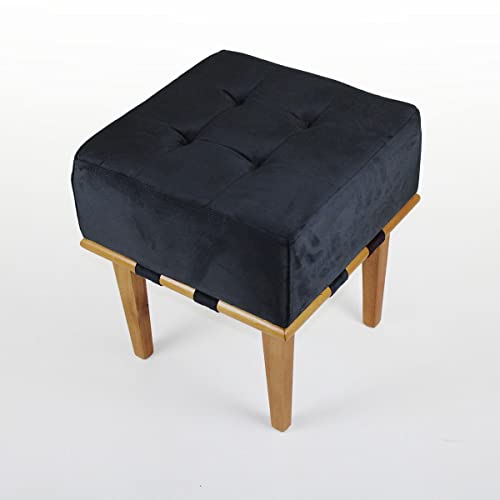 Puff Quadrado alto conforto de Veludo para Sala - Preto