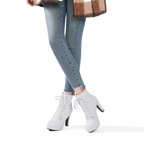 susanny high heel boots for womenwomens platform boot heels sexy round toe lace up high heels mid calf boots