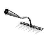 5/6/7/8 Iron Rake 2.0, Gardenia Weeding Rake, Durable Iron Weeding Rakes,Multifunctional Lightweight Teeth Carbon Steel Garden Weeding Rakes for Dethatching,Gardening,Backyard Lawn Loosening (7 Teeth)