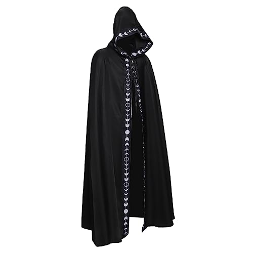 Capa con capucha para disfraces de Halloween abrigo medieval negro largo que no pesa 4