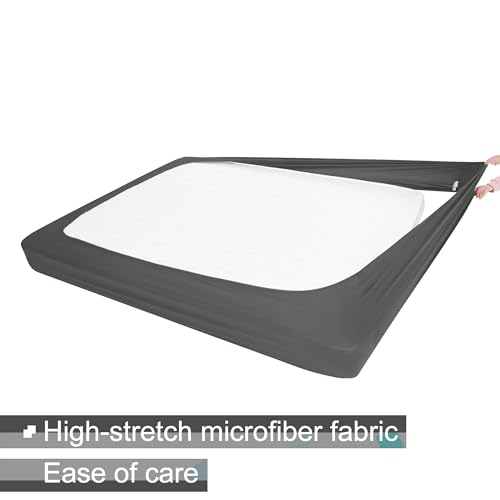 Box Spring Cover Queen/Cal Queen Size - Jersey Knit & Stretchy Wrap Around 4 Sides, Alternative for Bed Skirt, Gray - Thumbnail 4