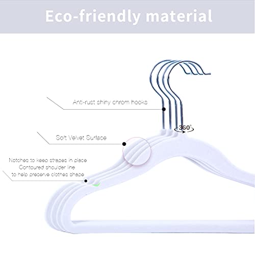 Veeyidd Kids Velvet Clothes Hangers, Non Slip Baby Hangers White (11.6" Inch - 40 Pack) #TOP1