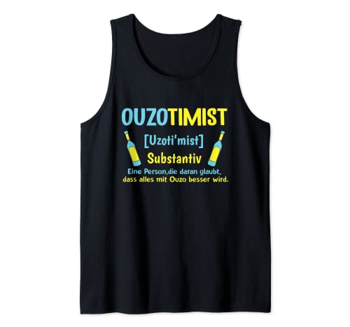 Grieche Ouzo Texto griego Ouzotimist Camiseta sin Mangas